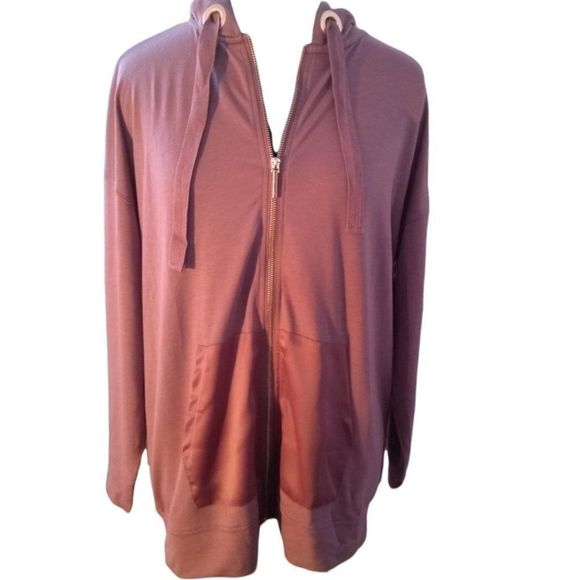 Kenneth Cole Women's Satin Trim Graphic Zip Up Hoodie Small - Picture 5 of 6